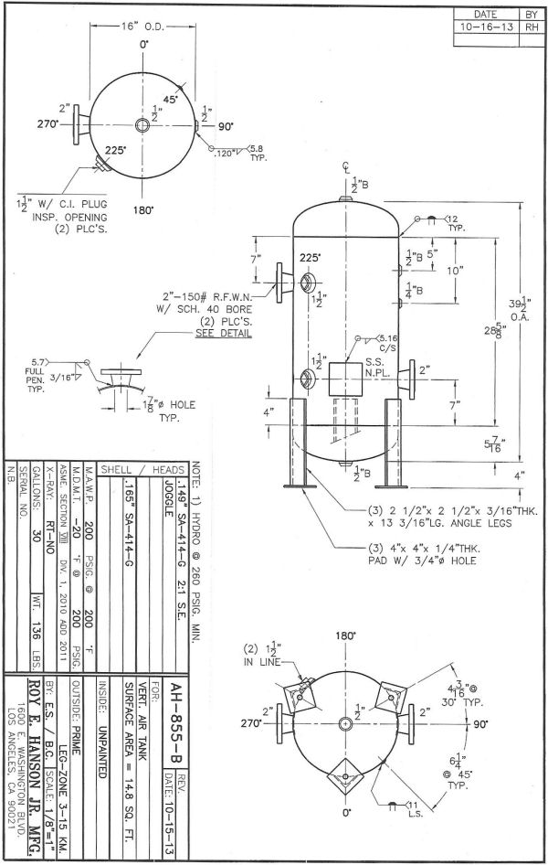 Gallon Carbon Steel Vertical Air Tank Psig Asme Part Number