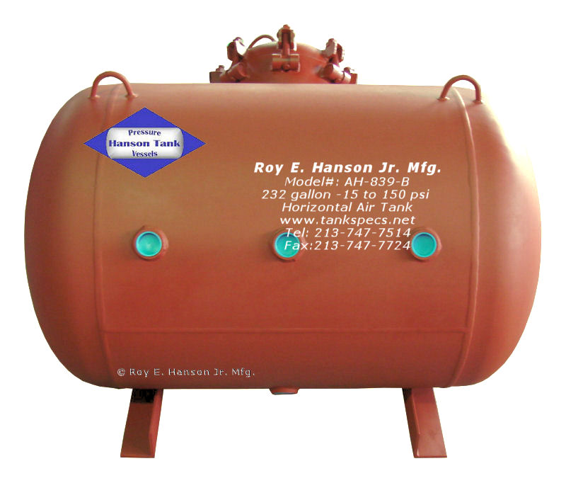 500 gallon Horizontal Air Vacuum Tank -15 and 150 psig, ASME - Drawing ...