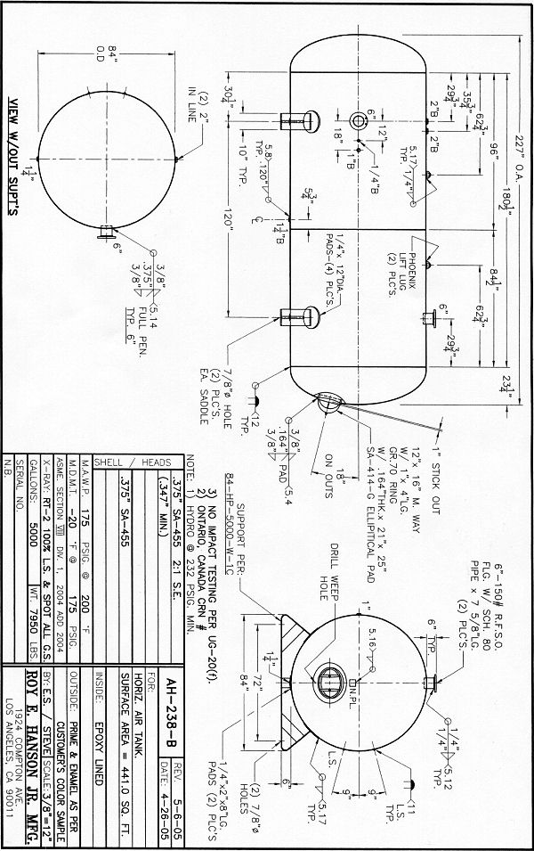 5000 Gallon Horizontal Air Storage Tank - Air Receiver Tanks ...